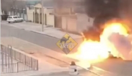 Момент взрыва автомобиля в Актау попал на видео