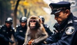 В полицейский участок Таиланда ворвались двести обезьян