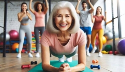 Пожилая любительница фитнеса из США встала в планку