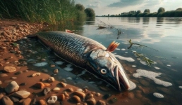 В Солнечном полтонны неживой рыбы выкинуло на берег водохранилища