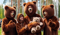 В Калифорнии люди переоделись в медведей для ухода за питомцем