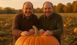 Близнецы-огородники из Англии вырастили колоссальную тыкву