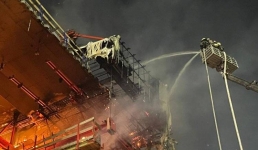 В Павлодаре ликвидировали пожар на строящемся мосту