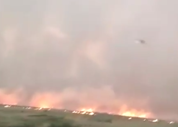 Степной пожар на Трассе Караганда-Жезказкан