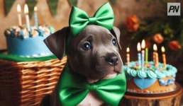 В США родился зеленый щенок питбуля