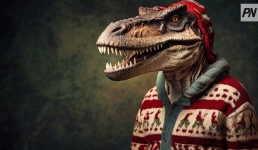 Британского тираннозавра одели в рождественский свитер