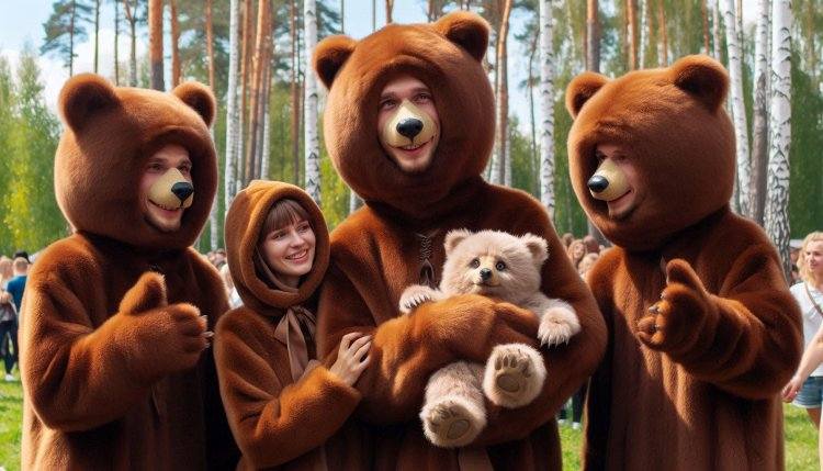 В Калифорнии люди переоделись в медведей для ухода за питомцем