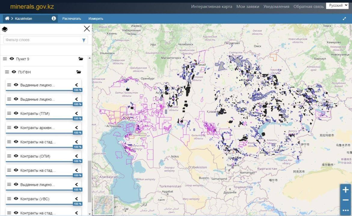 Интерактивная карта недропользователя