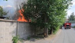 Трава и деревья загорелись в Павлодаре