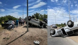 Внедорожник перевернуло в цепном ДТП на павлодарской трассе